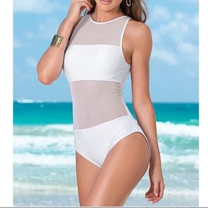 NWT Venus white one-piece flattering swimsuit that hides imperfections! Size 2.